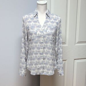Express White and Blue Floral Button-Down  Size XS